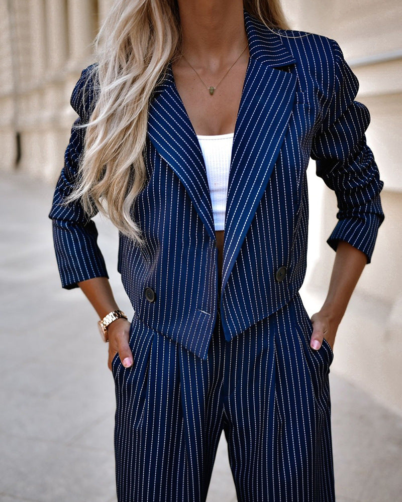 Fashion Striped Suits Casual Lapel