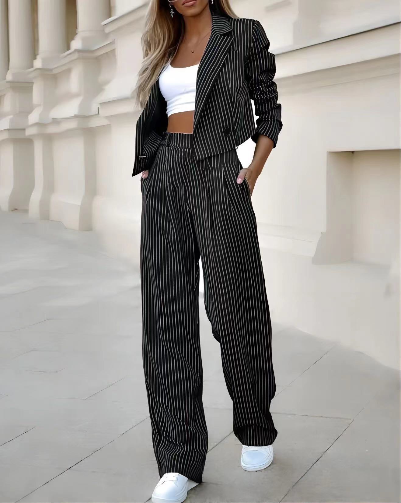 Fashion Striped Suits Casual Lapel