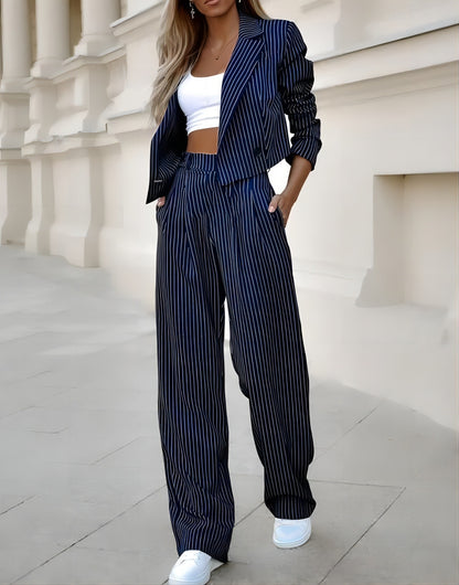 Fashion Striped Suits Casual Lapel