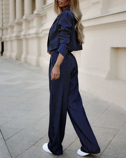 Fashion Striped Suits Casual Lapel