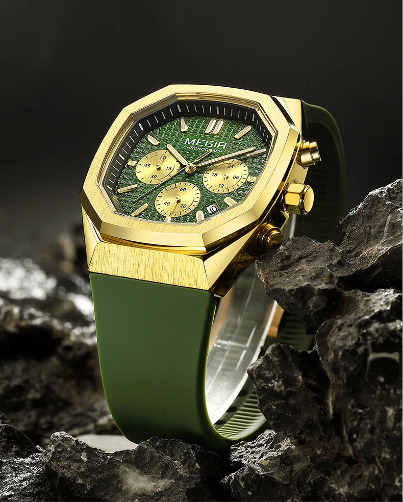 MEGIR Yellow Sport Watch Men