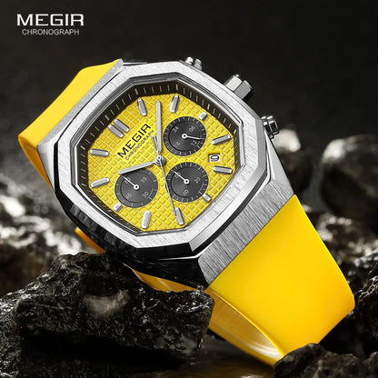 MEGIR Yellow Sport Watch Men