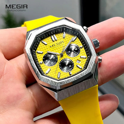 MEGIR Yellow Sport Watch Men